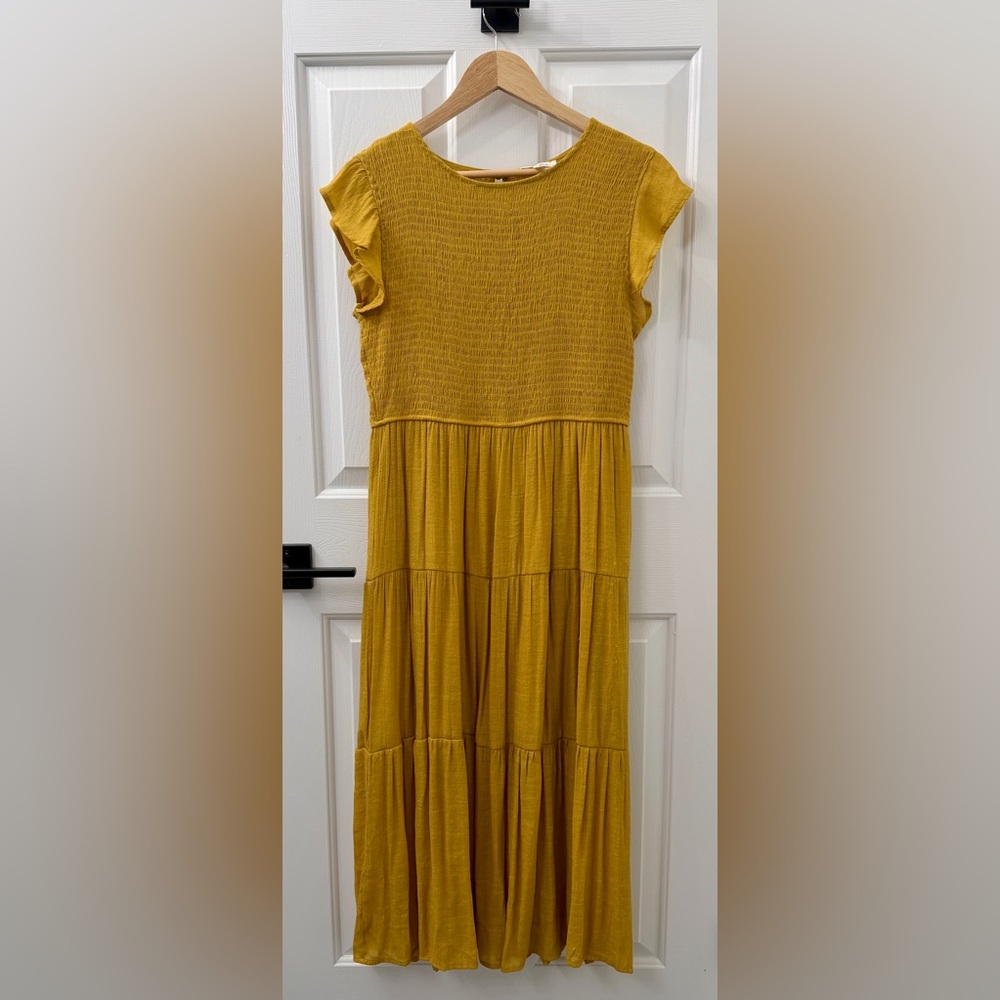 Elegant Mustard Yellow Gauze Dress